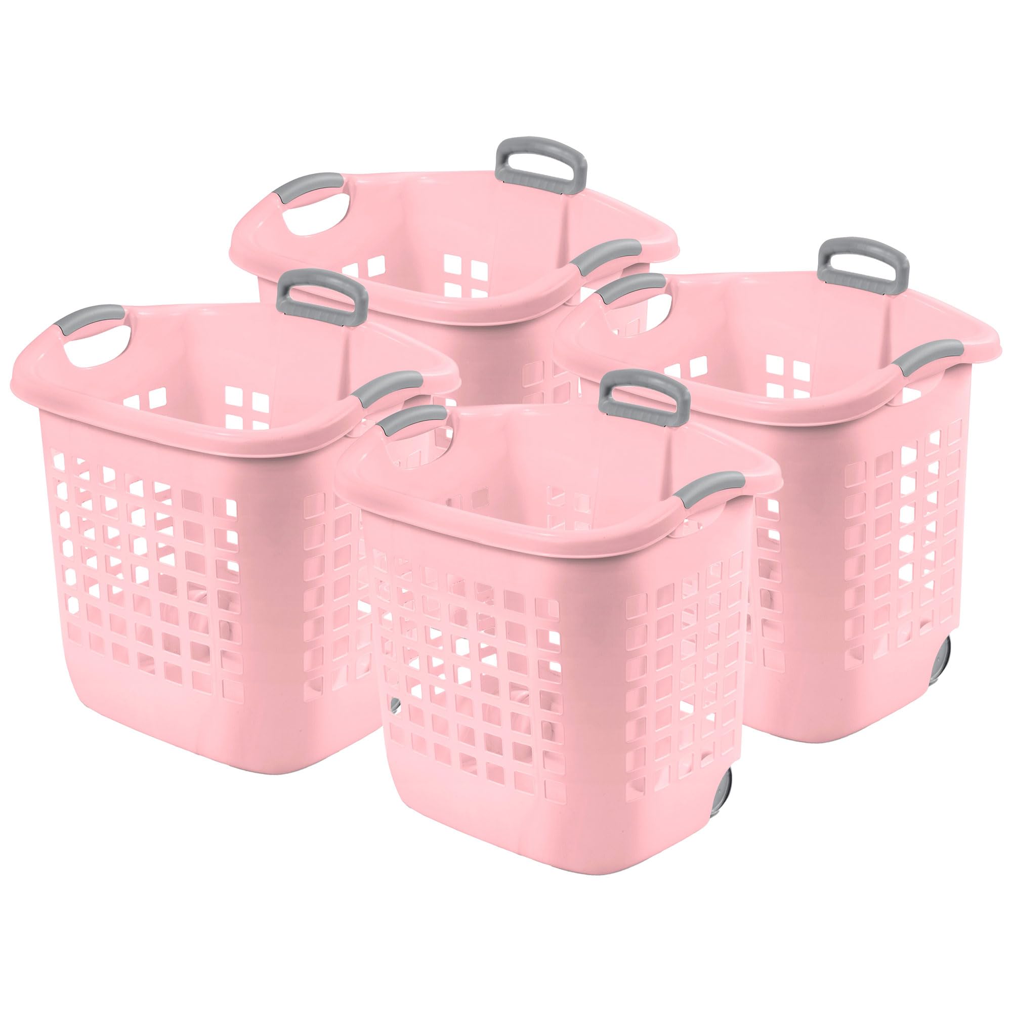 Amazon.com: Sterilite 4 Pack Ultra Wheeled Laundry Basket, Plastic