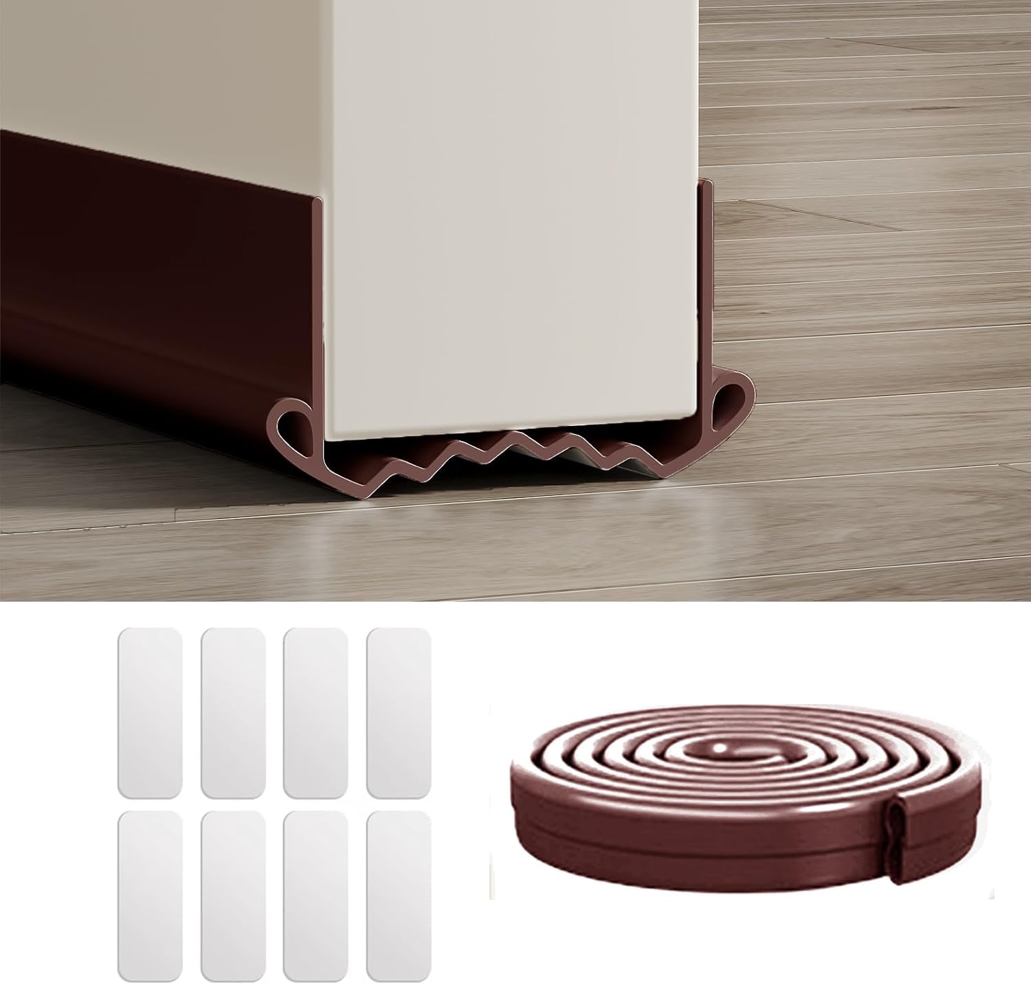 Lamiishop Draft Excluder for Doors, Self Adhesive Door Draft Excluder Strip, Door Draft Excluder Soundproof & Weather, Quick and Easy Installation Door Draught Excluder-Brown
