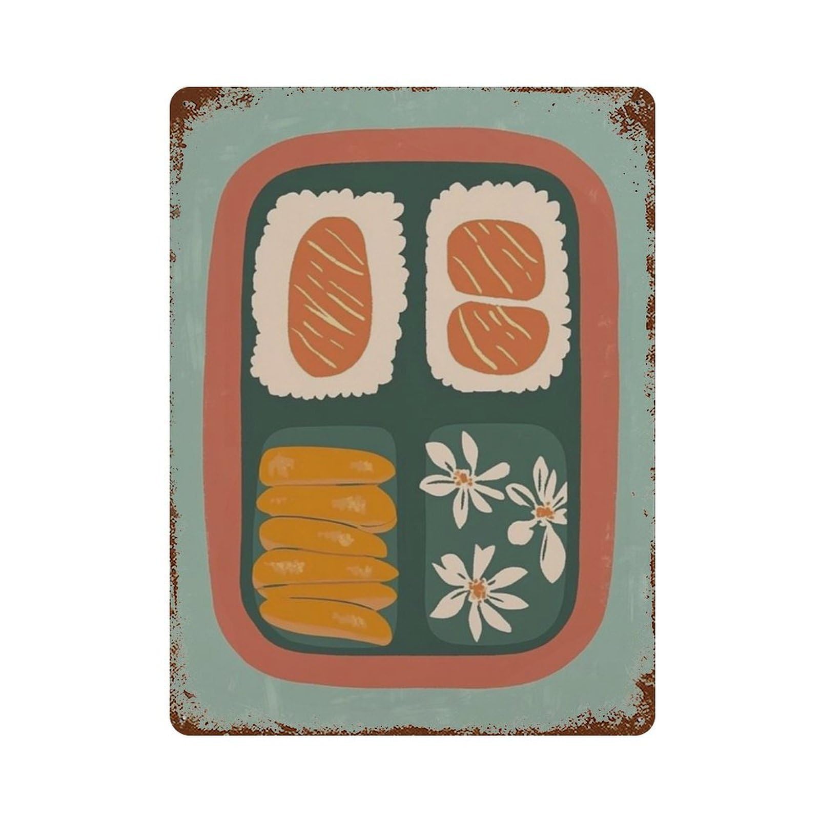 xiaoxiaoshen Bento Box Japanese Food Kitchen Minimal Sushi Retro Dining Work Wall Decor Art Metal Tin Poster Modern Home Decor Art Home Bar Shop Decorations Vintage Sign 40x30cm