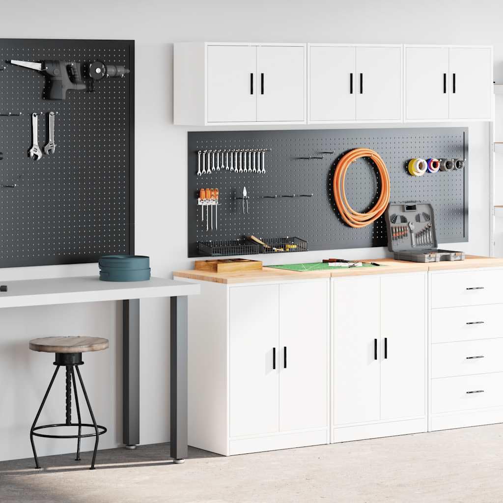 INLIFE Garagenschränke 2 STK. Weiß Holzwerkstoff,Wirtschaft & Industrie,Gewerbliche Lagerung,Industrieschränke,Weiß,36.25 KG,3328305