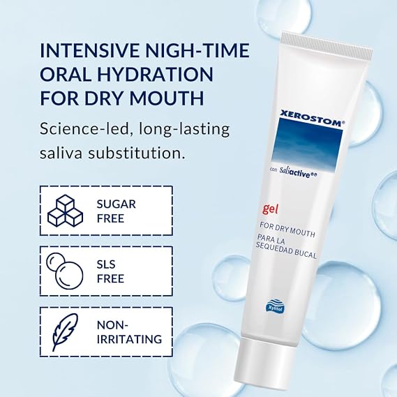 Xerostom with Saliactive Saliva Substitute Gel for Dry Mouth 25ml – Daily Saliva Replacement Gel Dry Relief Product – Sugar Free Mouth Relief