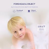 Vista 5 de Termómetro de frente para adultos, niños y bebés, termómetro digital sin contacto con pantalla de retroiluminación LCD, alarma de fiebre y lectura