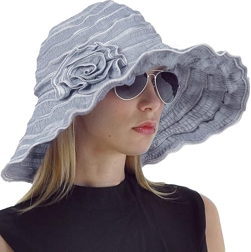 FORBUSITE Sombreros de sol plegables vintage para mujer, para playa, jardín, viajes, protección UV
