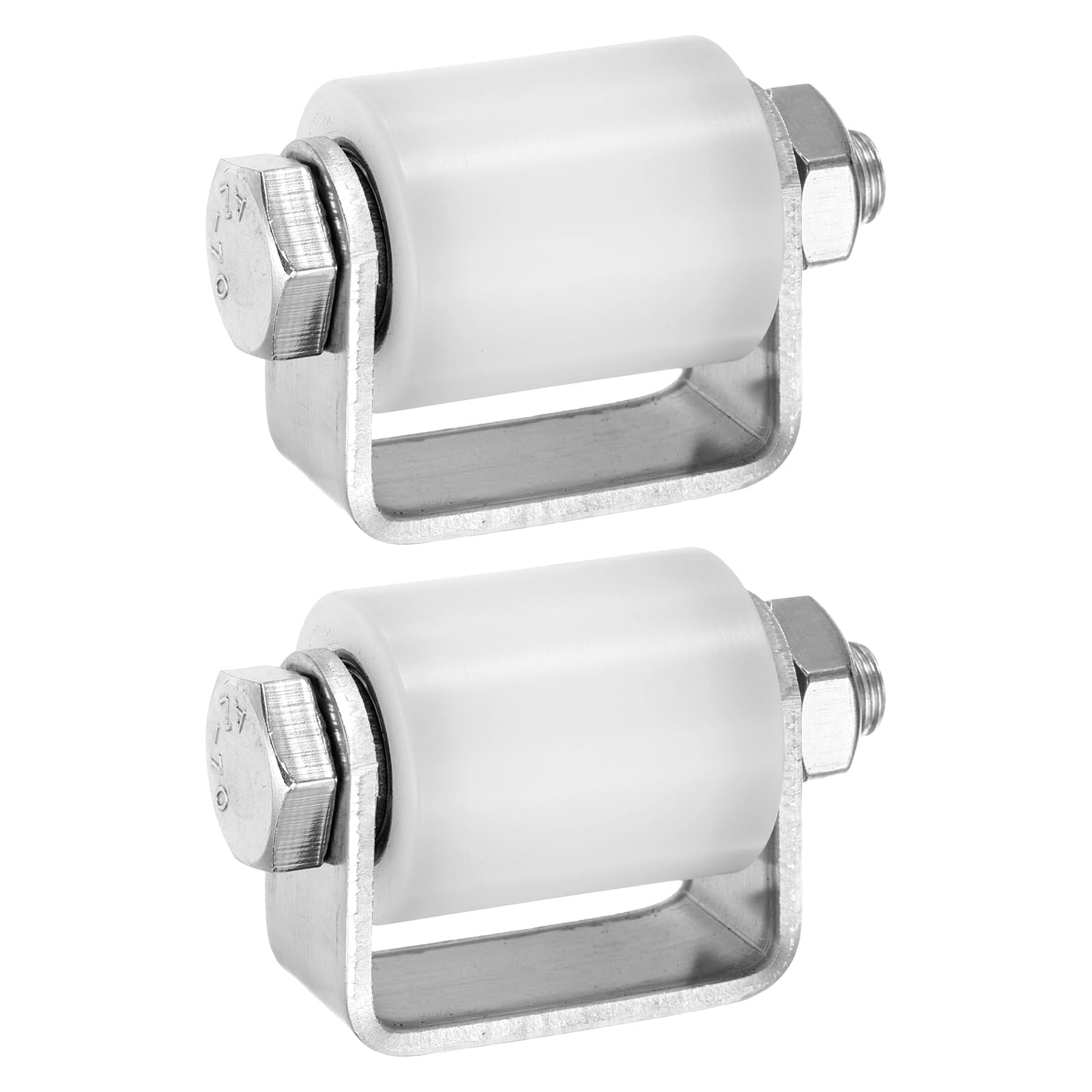 sourcing map 2 Pcs Slide Gate Guide Roller, 35mm Nylon Sliding Gate Guider with C Post Welded Bracket, Ball Bearing Side Roller Assembly Screw Tightening for Sliding Door 30mm Dia, White