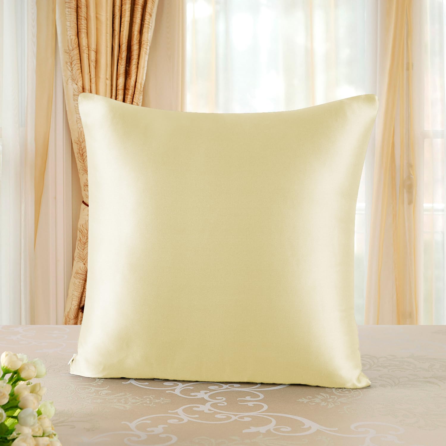 townssilk Silk Pillowcase 40x40cm, 100% Mulberry Silk, 19mm, Double-Sided Silk, Oeko-TEX Certified, Grade 6A, with Zipper
