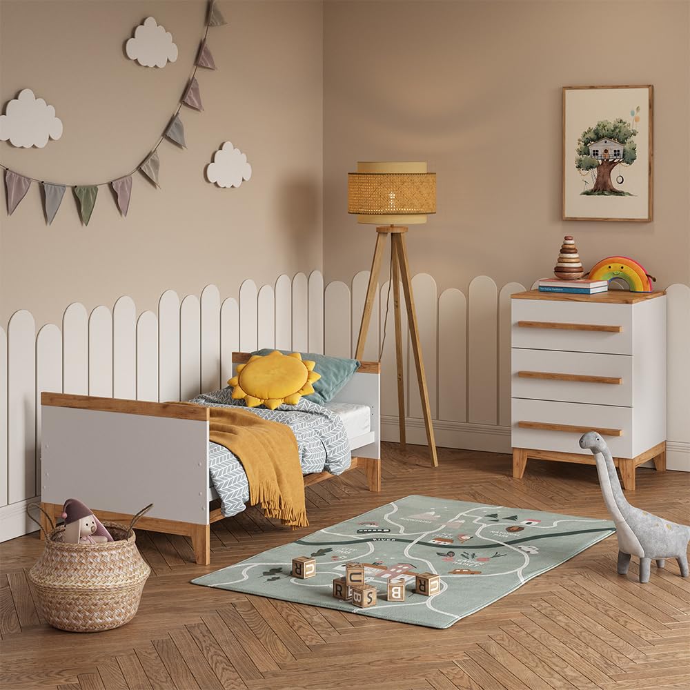 VitaliSpa Commode avec tiroirs Malia, Blanc/Artisan, 60x88cm avec 3 tiroirs, Compatible avec d'autres Meubles de la série Malia