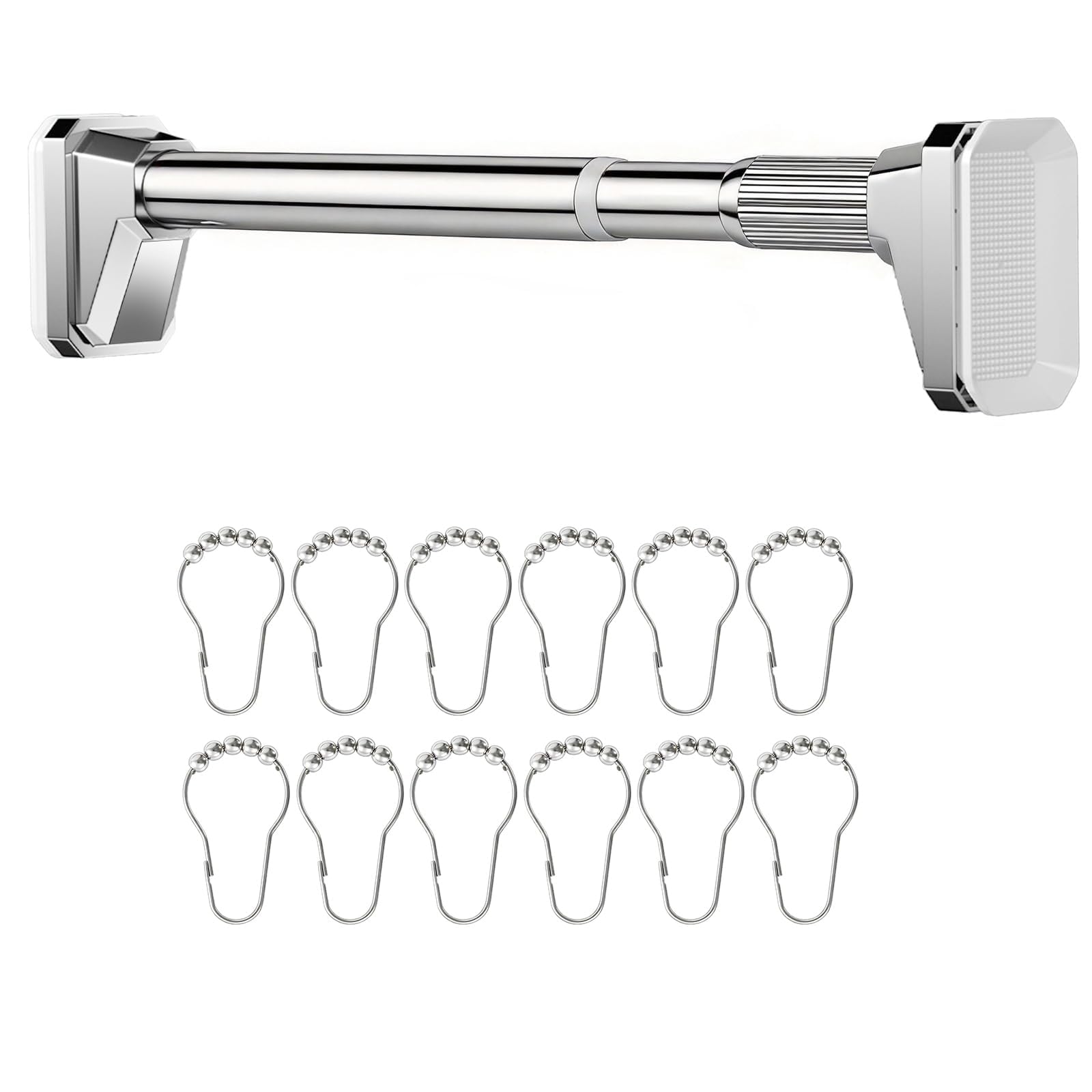 Photo 1 of BKMAMLAB Silver Shower Curtain Rod 39 to 86 Inch,Heavy-Duty inner Lock Stainless Steel Telescopic Rod,1.2-Inch Diameter Bathroom Anti-Rust And anti-Slip Tension Rod Without Drilling,Convenient to Use