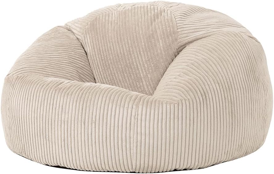 icon Kingston Classic Fluffy Corduroy Bean Bag, Adults, Beige, with