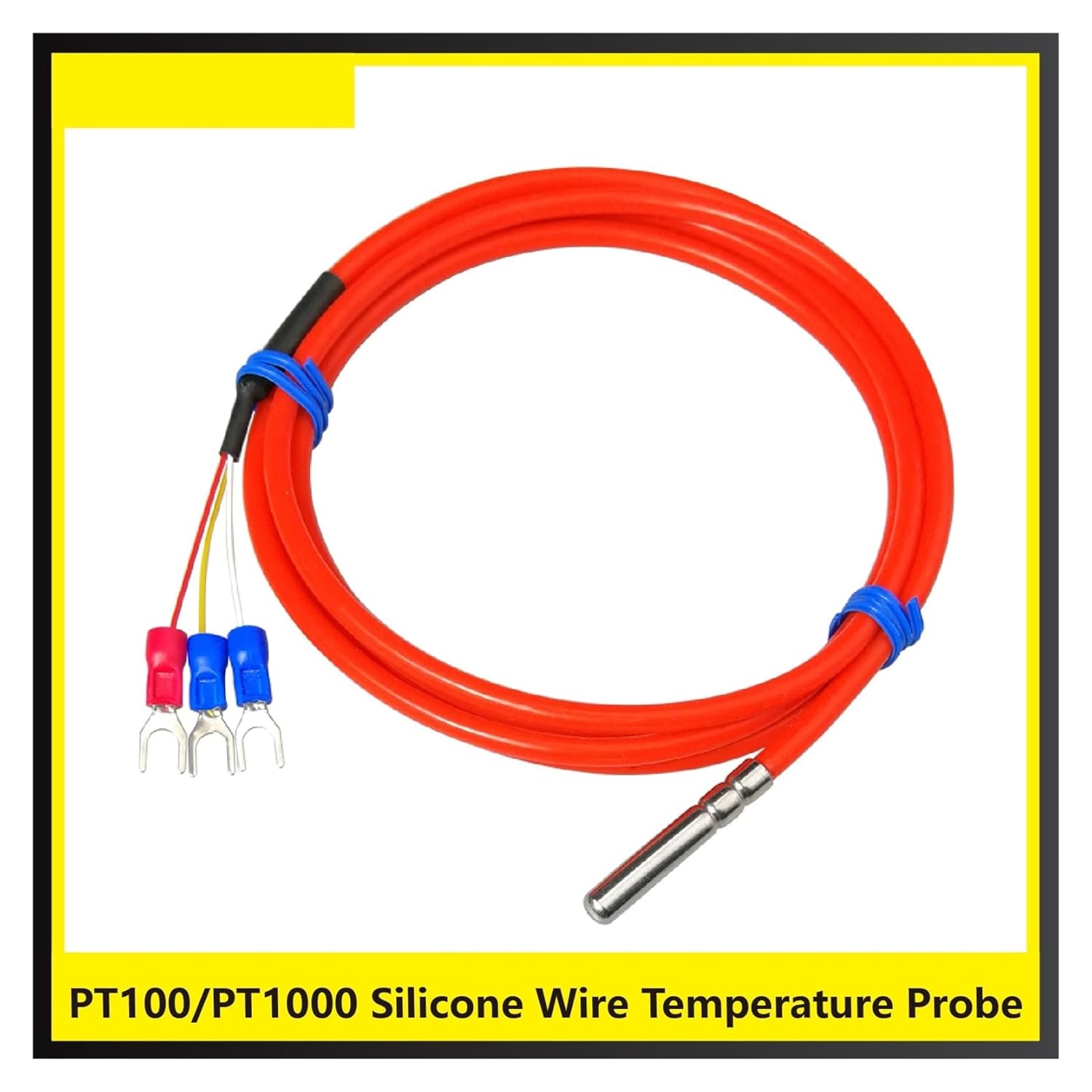 Pt100/Pt1000 Silicone Wire Temperature Probe Rtd Sensor Waterproof Platinum Resistance Thermometer 3 Wire 4