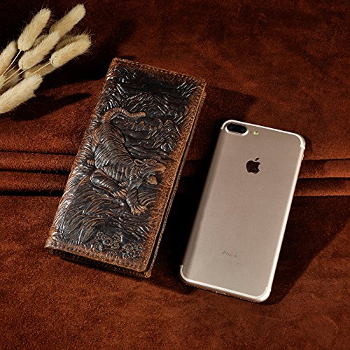 Le'aokuu Mens Genuine Leather Bifold Checkbook Organizer Card Case Wallet Purse3