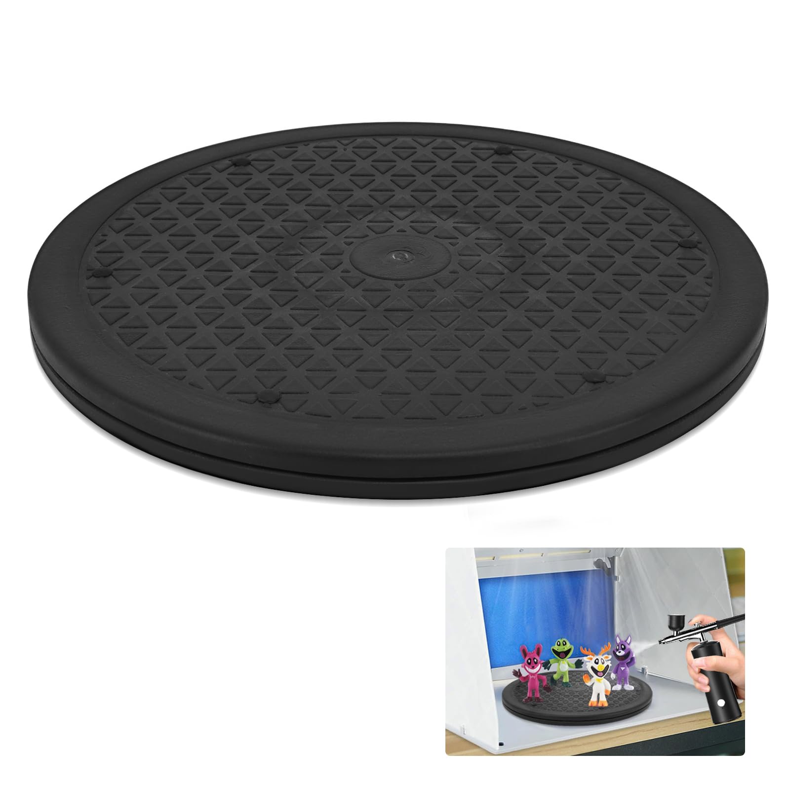 Plato giratorio de 360 ​​grados para proyectos de manualidades con pulverización de pintura. Soporte para aerógrafo de 10 pulgadas de diámetro para usar con aerógrafo, cabina de pulverización de pintura, escultura, decoración de pasteles y más accesorios para aerógrafo.