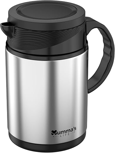 Mumma's LIFE Insulated Steel Flask | Insulated Tea Pot Kettle Thermos Water Jug | Hot &amp; Cold | Leak-Proof Lid | Food Grade...