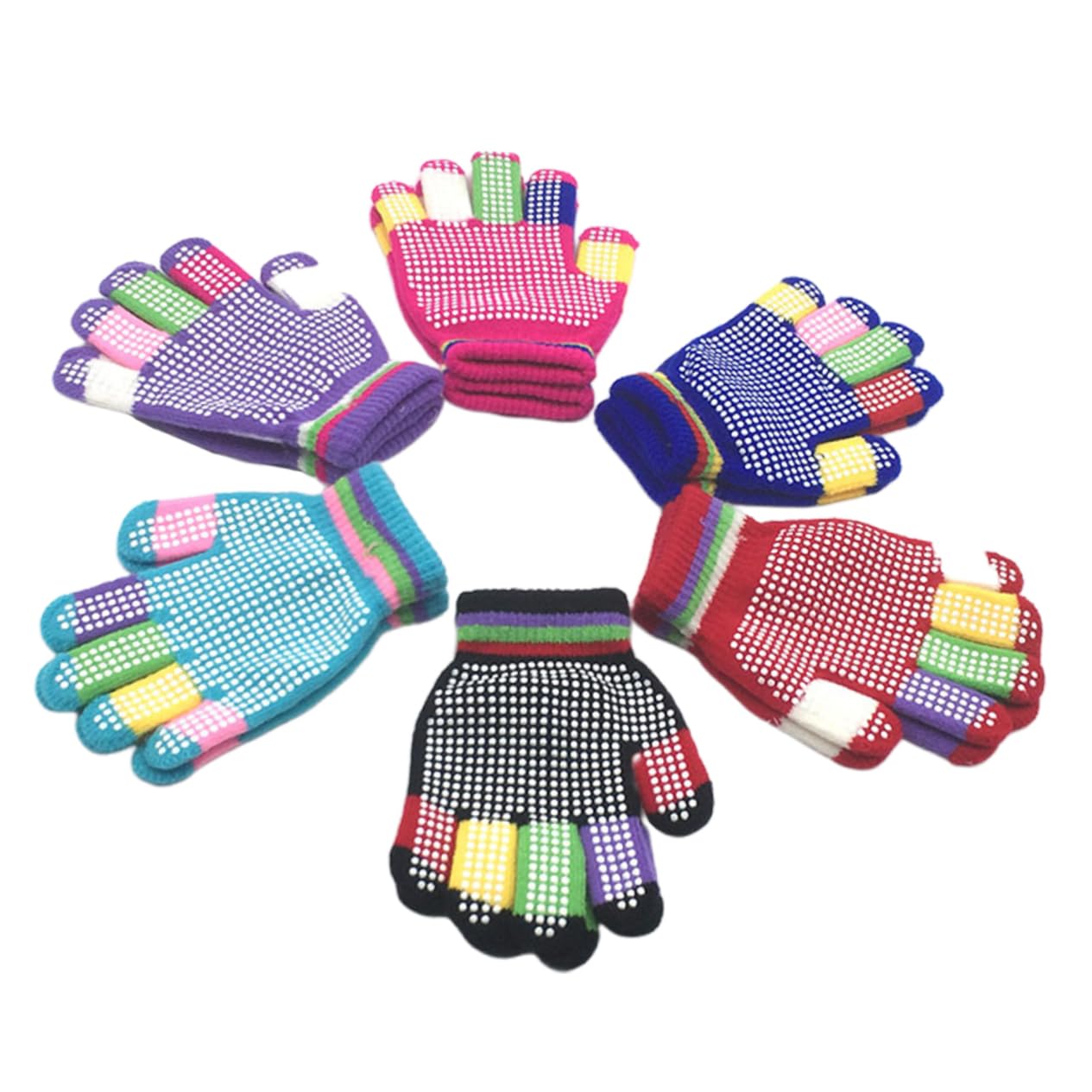 LIFKOME 12 Pairs Boys and Girls Snow Gloves Winter Warm Non-slip Gloves for Boys Girls Random