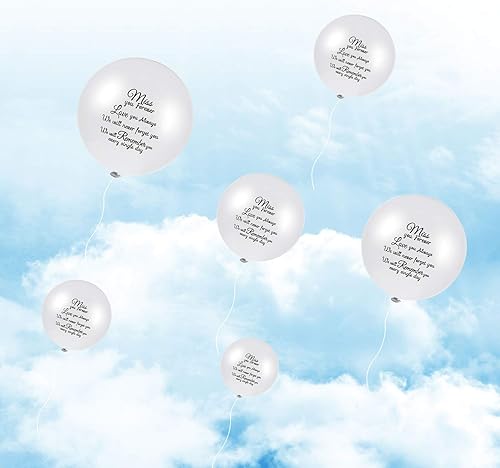 Miniatura 3 de Gejoy 60 globos conmemorativos blancos para funerarios, globos de liberación de helio en el cielo para servicios del Día de los Caídos, condolencia,