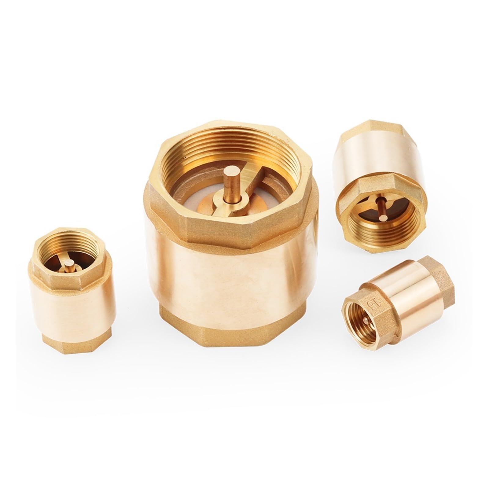 Válvula de retención Vertical con Resorte en línea, Rosca Hembra de latón, DN15/DN20/DN25, unidireccional, antirretorno for Agua, 2/5 Unidades(5Pcs,0.75 Inch)