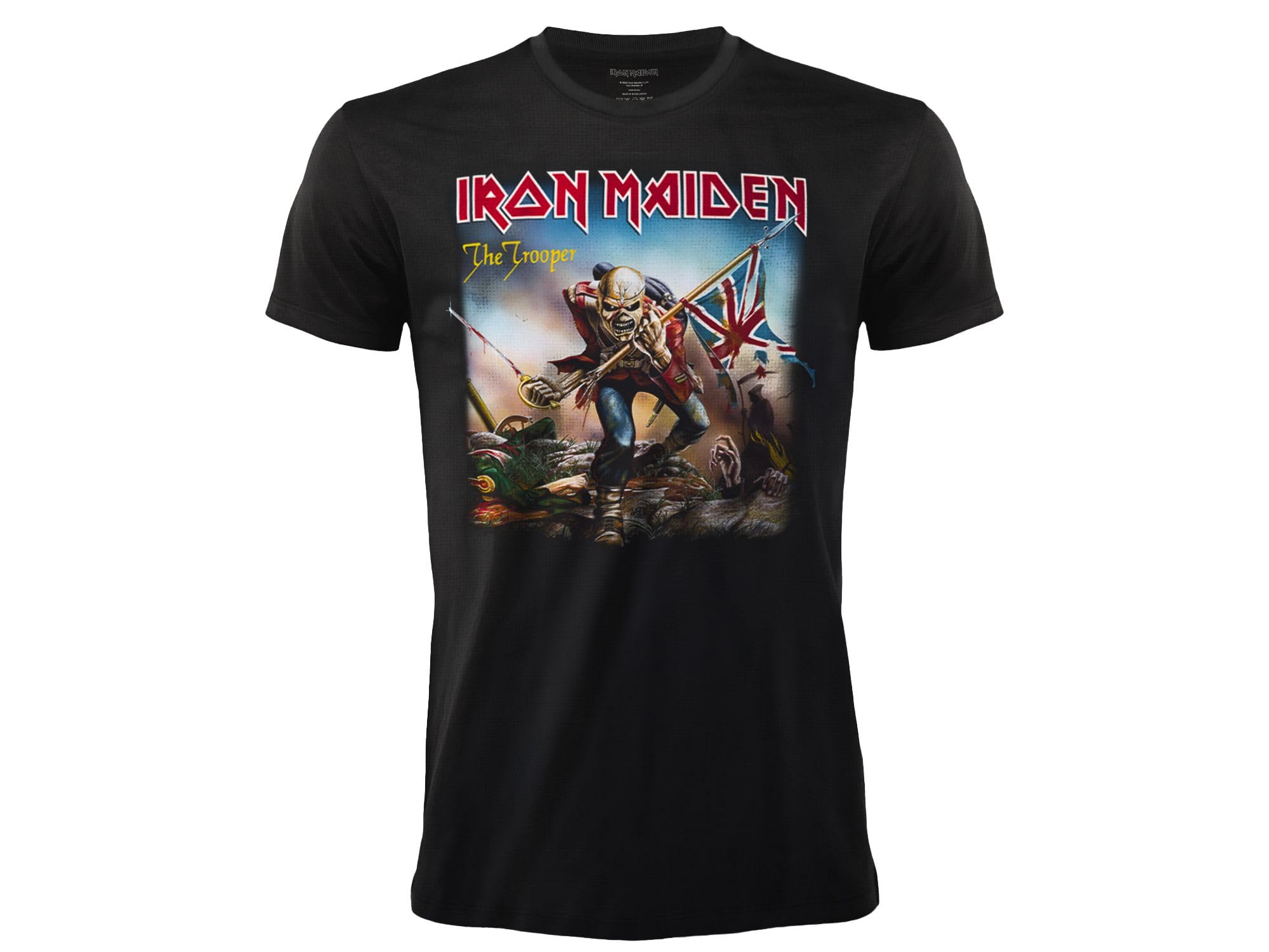 T-Shirt Iron Maiden The Trooper. T-Shirt Rock Officiel Noir. Bande Heavy Metal. Coton Unisexe. Adulte Garçon.