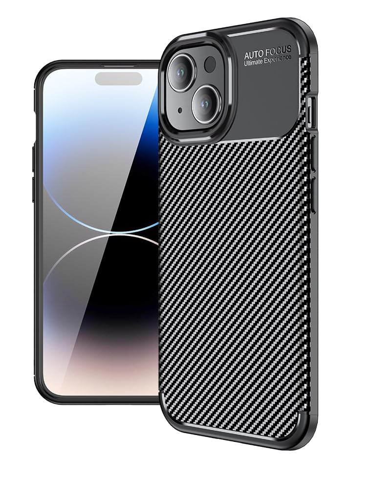 Case Compatible with Apple iPhone 15 Case Carbon Fiber Texture Design Cover Anti-Scratch Shock Absorption Case Designed for Apple iPhone 15 Case (2023) (Carbon Black)
