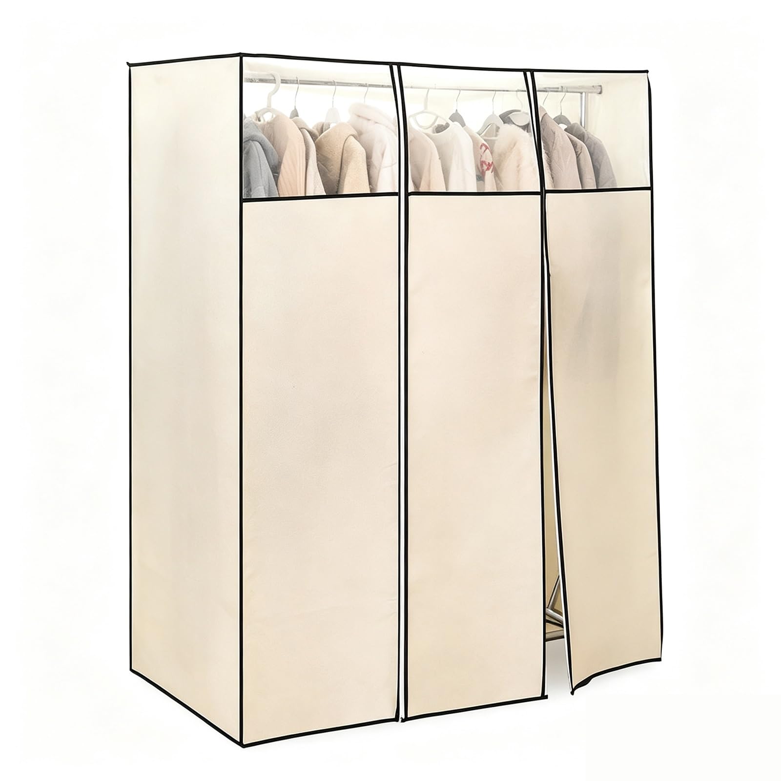 Funda Ropa Armario Tela No Tejida, Funda Ropa para Armario de Doble Barra | Fundas Ropa Armario Colgar con Cremallera, Burro Ropa Funda de Doble Barra(150*60*145cm/59*24*57in)