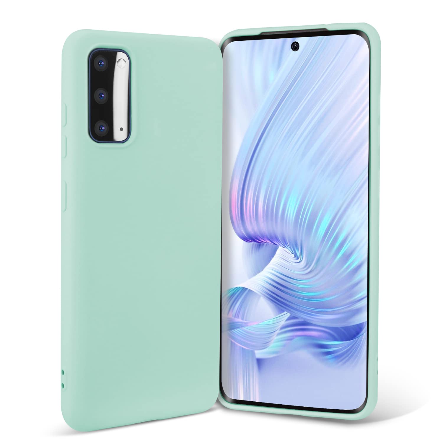 Boaixiaen for Galaxy S20 Case, Liquid Silicone Slim Soft TPU Fit Full Body Protection Shockproof Phone Cover for Galaxy S20 6.2" 2020 (Mint)