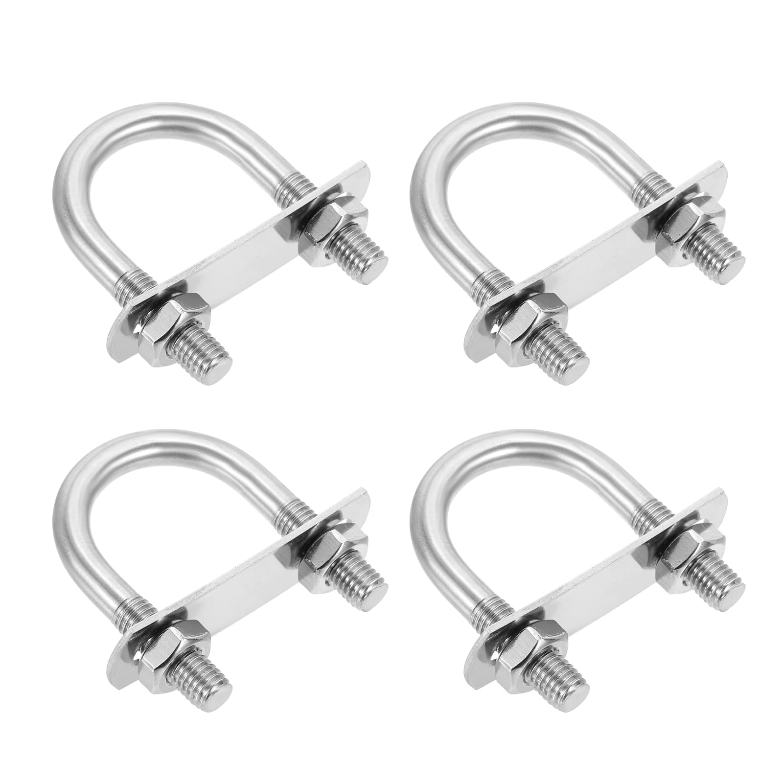 QUARKZMAN M10 U-Bolts Ronds, 4 Ensembles 42mm(1.65" Largeur Interieure 74mm(2.91") Longueur 201 U-Clamp En Acier Inoxydable Avec Plaques Et Ecrous Pour Automobile, Silver