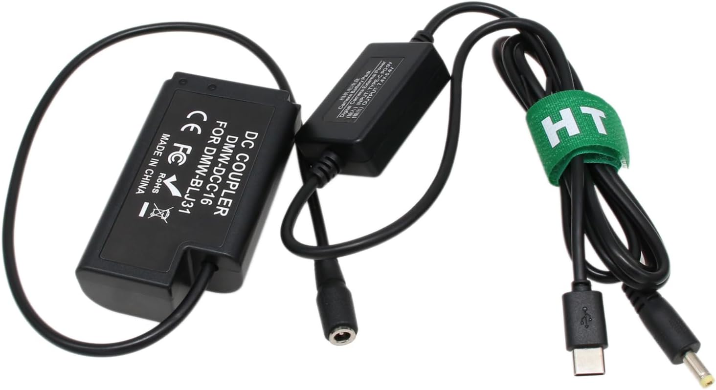 PD USB C Power Adapter for Panasonic Lumix DC S1 S1M S1H S1R S1RM DSLR Camera 9V/12V Type-C to DMW-BLJ31 DCC16 Dummy Battery