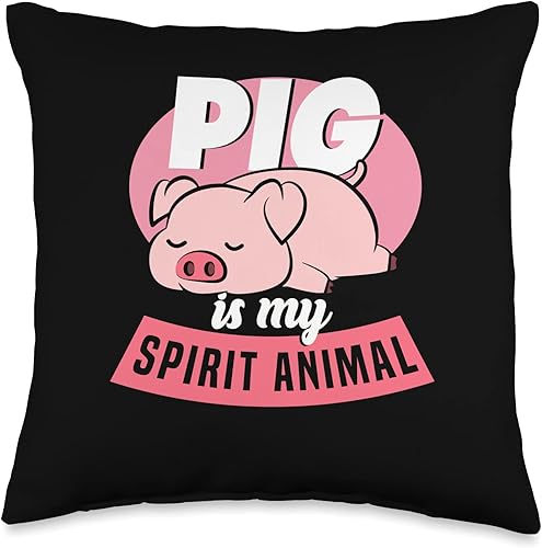 Mini Pig Is My Spirit Animal Miniature Pig Gift Mini Spirit Animal  Almohada de propietario de cerdos en miniatura, 16 x 16 pulgadas, multicolor
