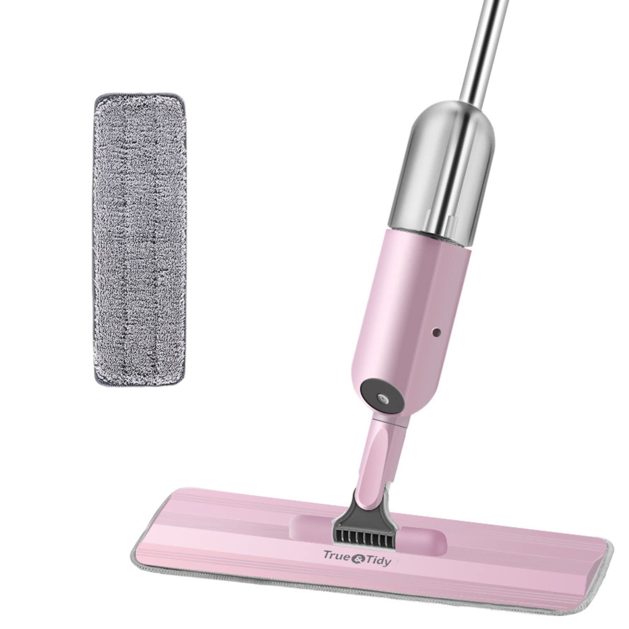 Photo 1 of True & Tidy SPRAY-250A Multi-Surface Spray Mop with Refillable Water Bottle, Use Any Cleaning Solution Easy to Fill and Refill with Machine Washable Mop Pad (Pink)