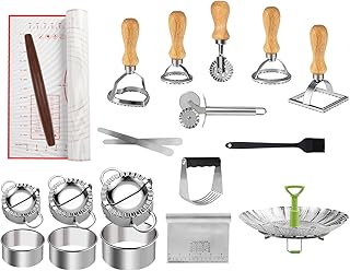 Dumpling Maker & Ravioli Cutter - 20-In-1 Empanadas Press, with Steamer Basket Stainless Steel Multipurpose Mold for Wonton/Pierogi/Potstickers Bakeware Set Home Cooking (DM-20)