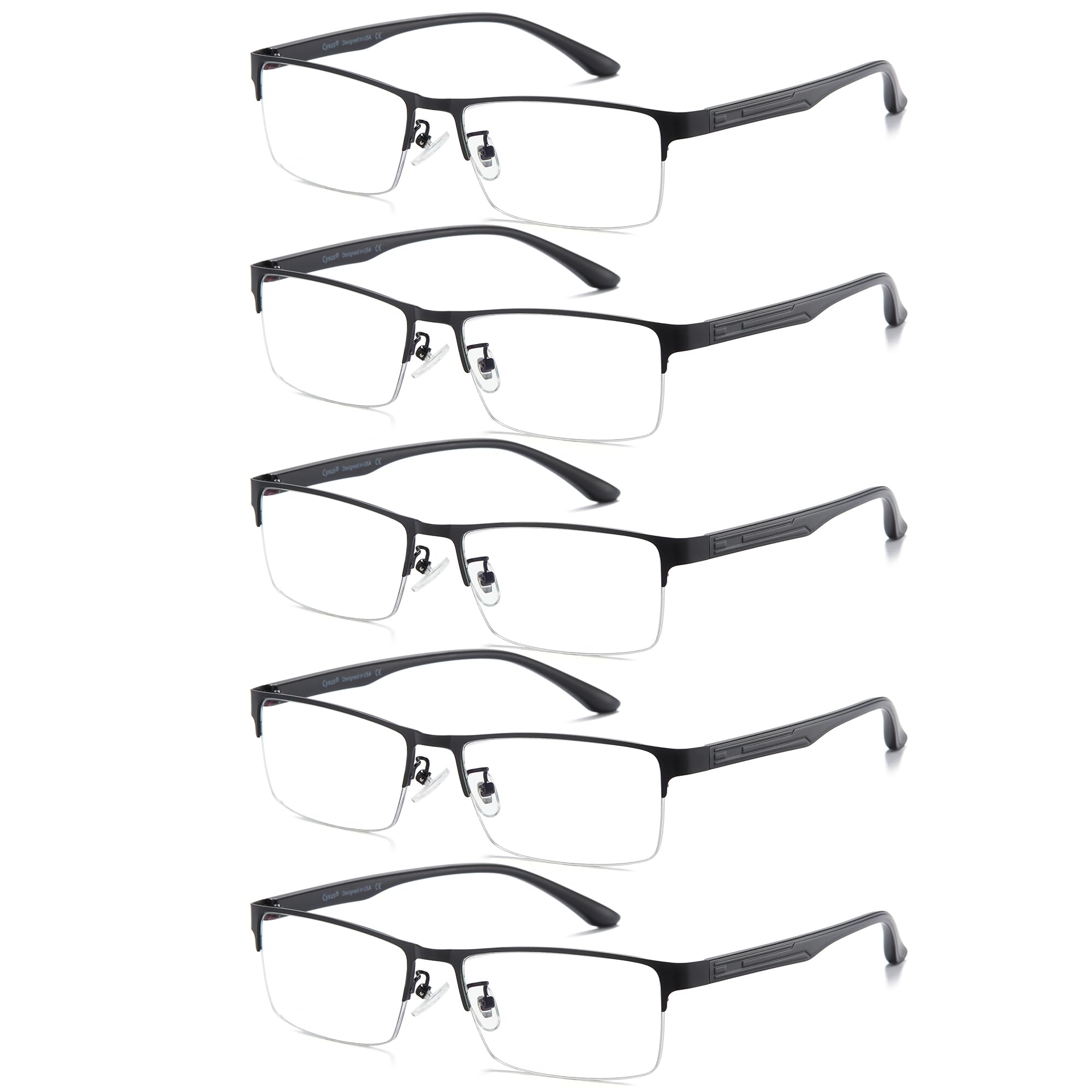 Cyxus 5 Pack Blue Light Blocking Glasses Men, Semi Rim TR90 Frame 8001