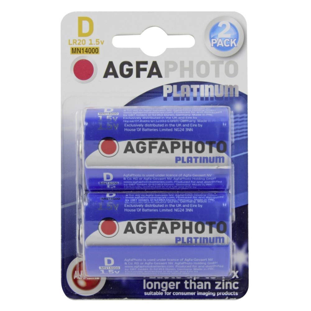 AgfaPhoto LR20 Batteries – Alkaline, 1.5 V, Grey, Red, Mono (D)