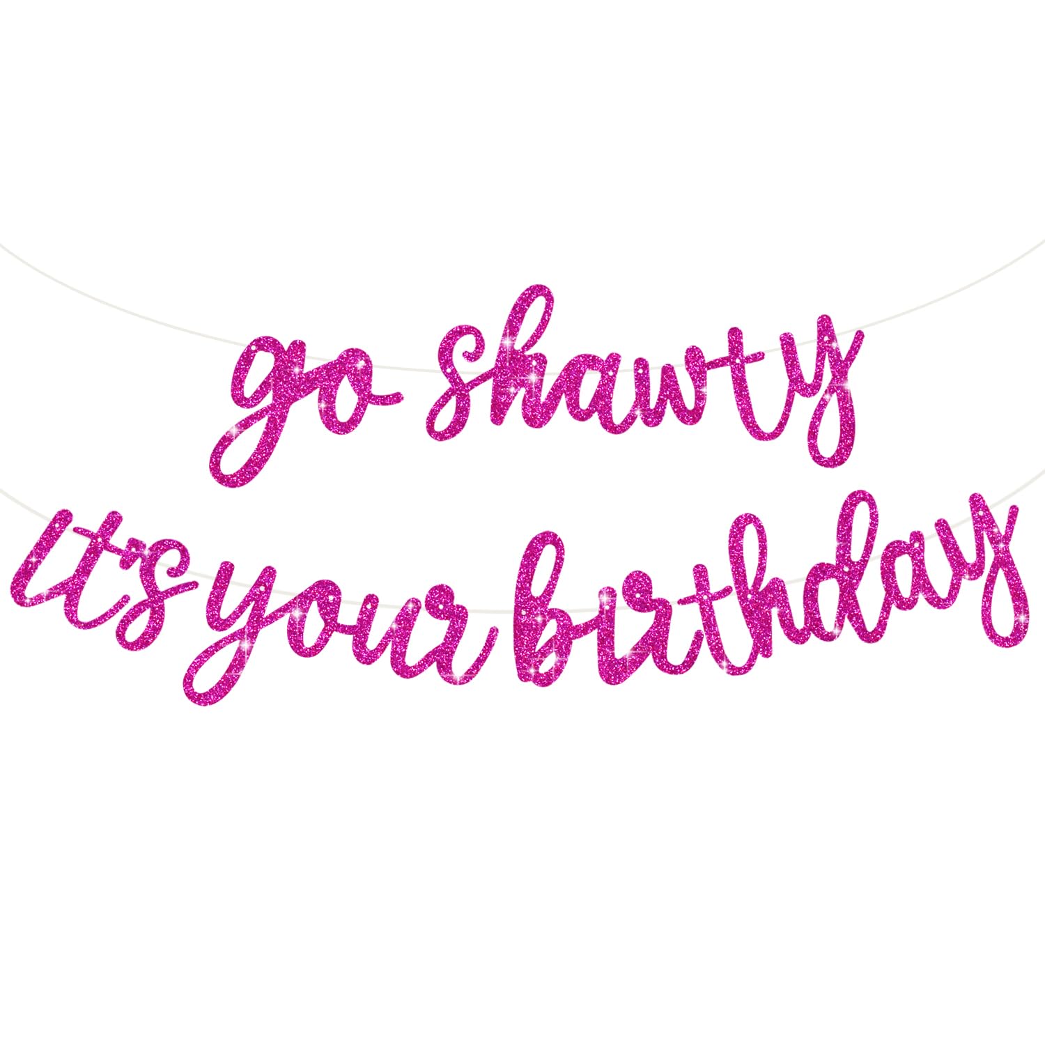 Glitter Birthday Banner - Pre-Strung & Easy Decor -13