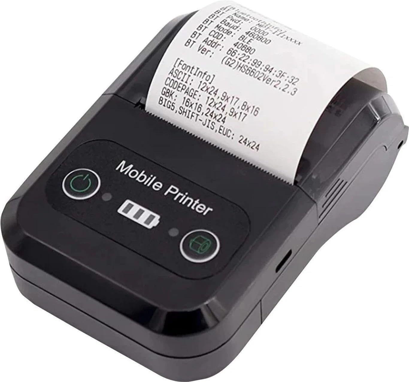 Mobile Bluetooth Printer, Thermal, Monochrome, Black, Mini, 58mm Paper Size, 203 DPI, 80 PPM, 12x15x6 cm-image-3
