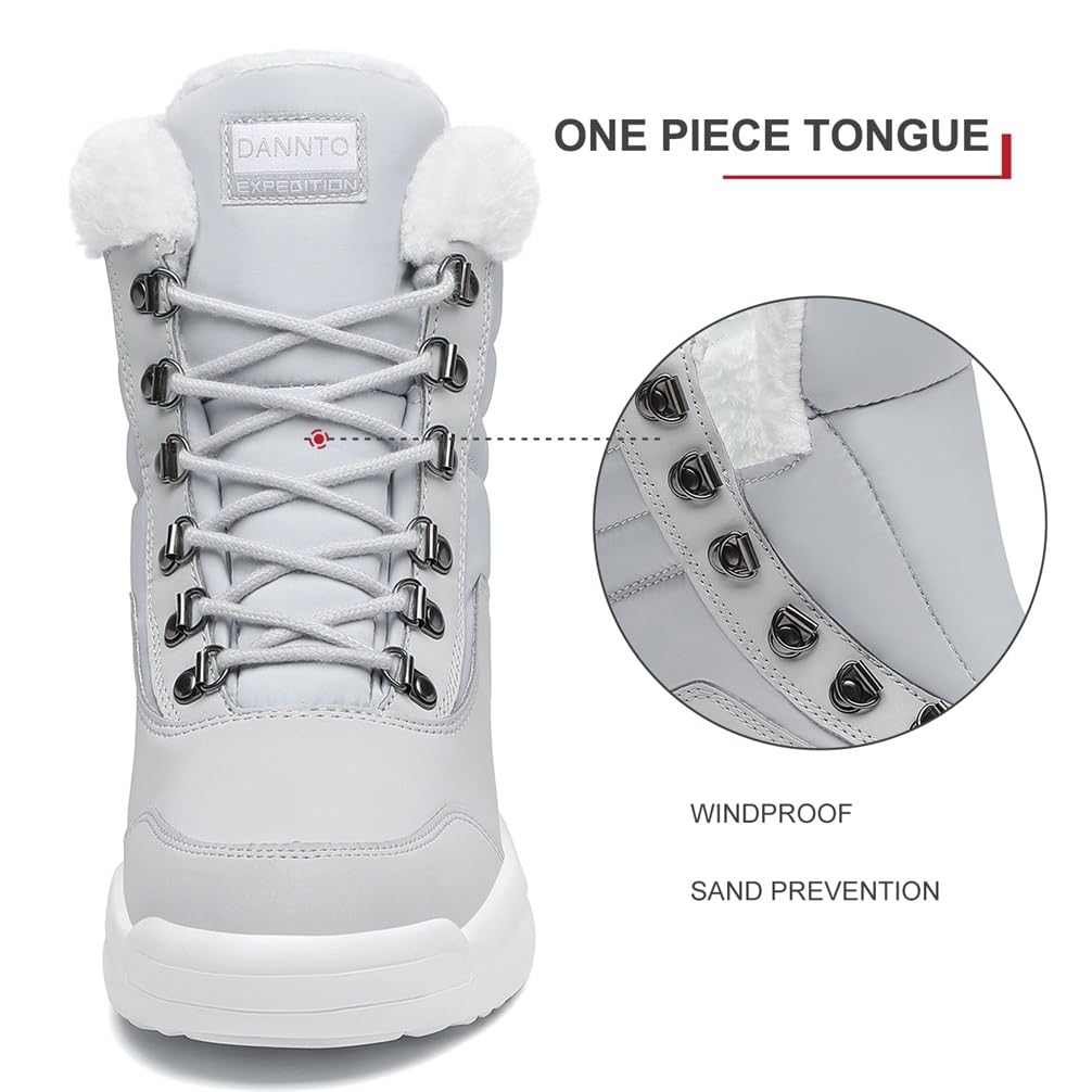 Dannto Stivali da Neve Donna Inverno Scarpe Outdoor Antiscivolo Pelliccia Invernali Stringate