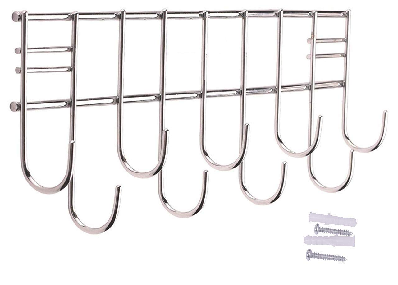 Buy Stainless Steel Laddle Hook Rail for Kitchen MultiLevel Hook Rail, Pack of 9 Hooks, Steel