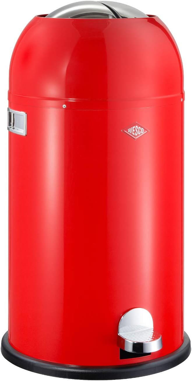 WESCOKickmaster Powder Coated Steel Waste Bin, 33 Litre, Red