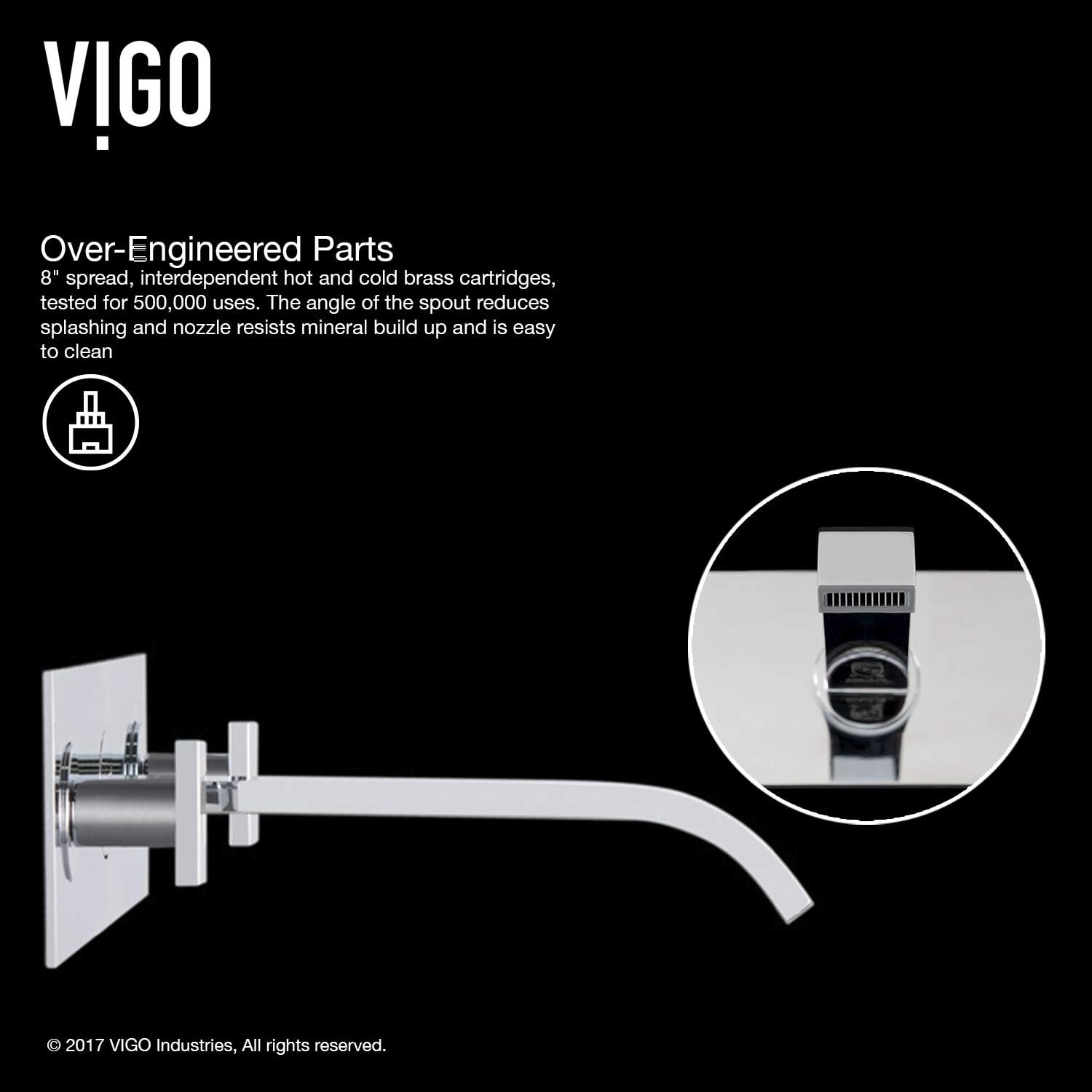 VIGO Titus 3.125 inch H Single handle Bathroom Faucet in Chrome - Wall Mount Faucet - Rough-in Valve included VG05002CH