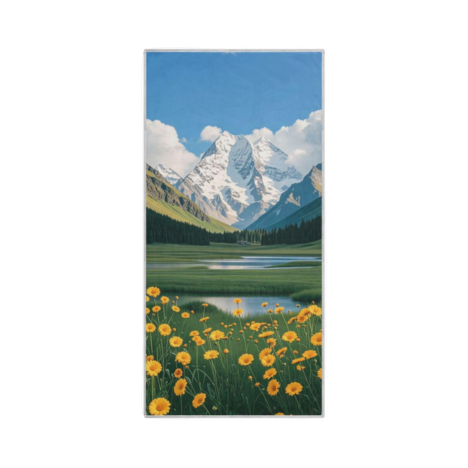 Summer Snow Mountain Meadow Yellow Daisies Microfiber Hand Towels for Bathroom Quick Dry Towel Set washcloths Pack Small Gym Towels Sport Hand Towel 30