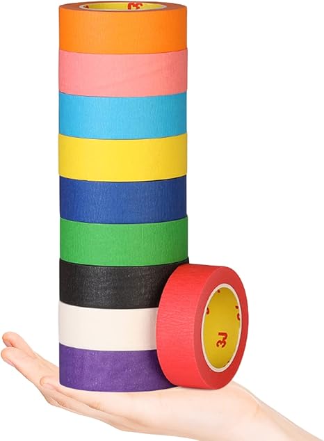 Amazon Co Jp カラーマスキングテープ 49フィート 防水高粘度クラフトテープ イージーラップ 自己接着ペインターロール 画材 Diy装飾 mm 文房具 オフィス用品