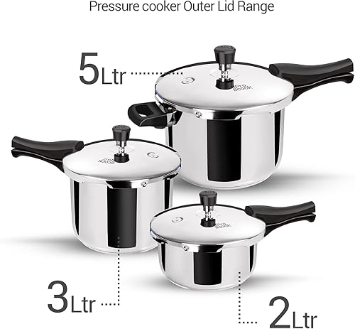 Miniatura 7 de Milton Pro Cook - Olla a presión de acero inoxidable de 3 litros con tapa exterior, color plateado, base compatible con inducción, tapa de bloqueo