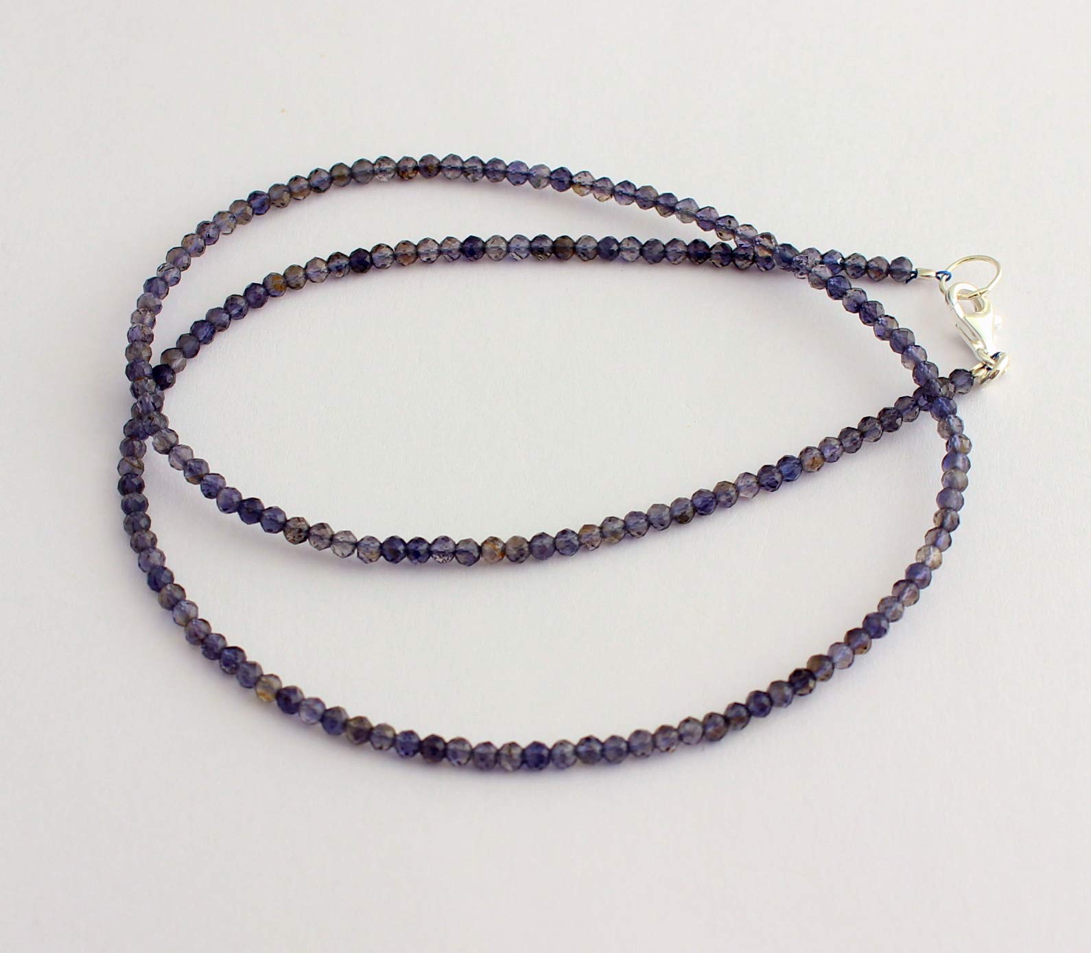Iolith (Wasser Saphir) Kette mit 925 Silber Karabiner ca. 45 cm