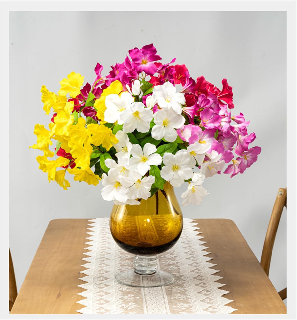 2 Pcs Artificial Azalea Flowers for Outdoors Faux Azalea Bushes Silk Flowers Greenery Artificial Azaleas Bouquet for Patio Lawn Garden Decoration (Pink) - Image 4