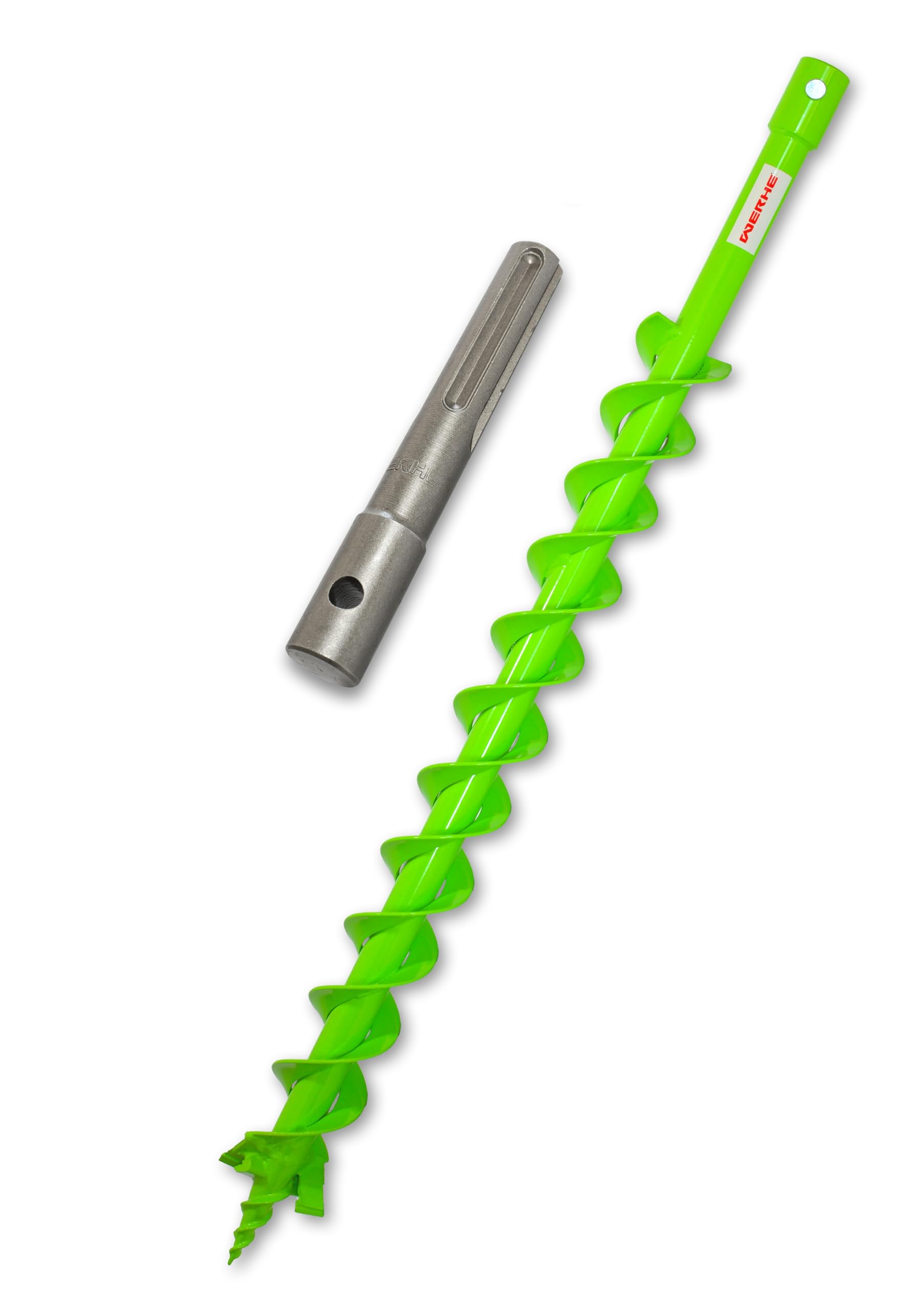 WERHE Trivella per terra 60 mm con adattatore SDS Max – Robusta doppia spirale per foratura di pali e lavori di giardinaggio – Compatibile con trapani standard
