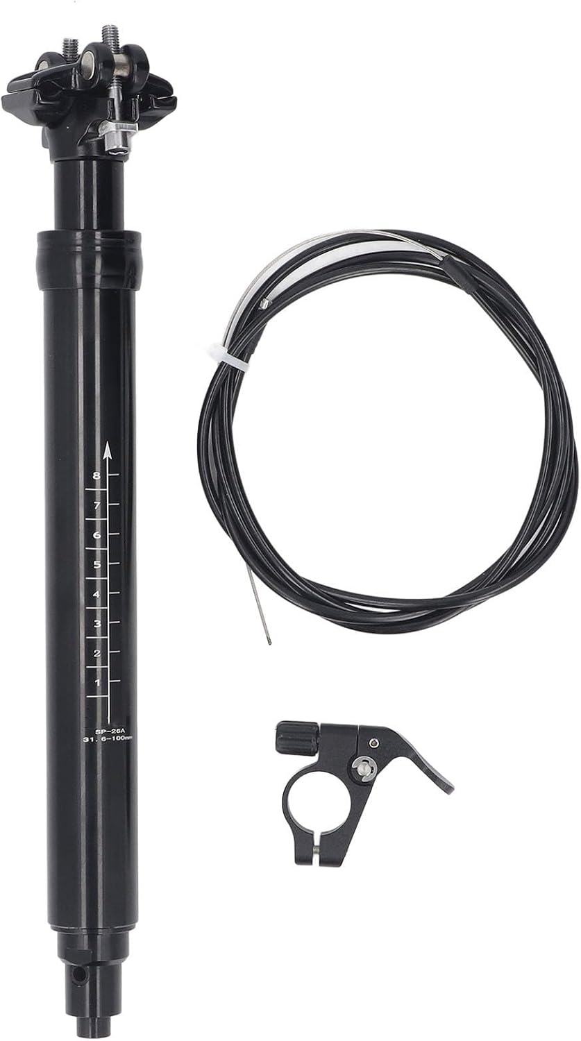 Bike Dropper Post, 31.6mm 100mm Travel Internal Routing Aluminum Alloy Bike Seatpost for Mountain Road Bikes