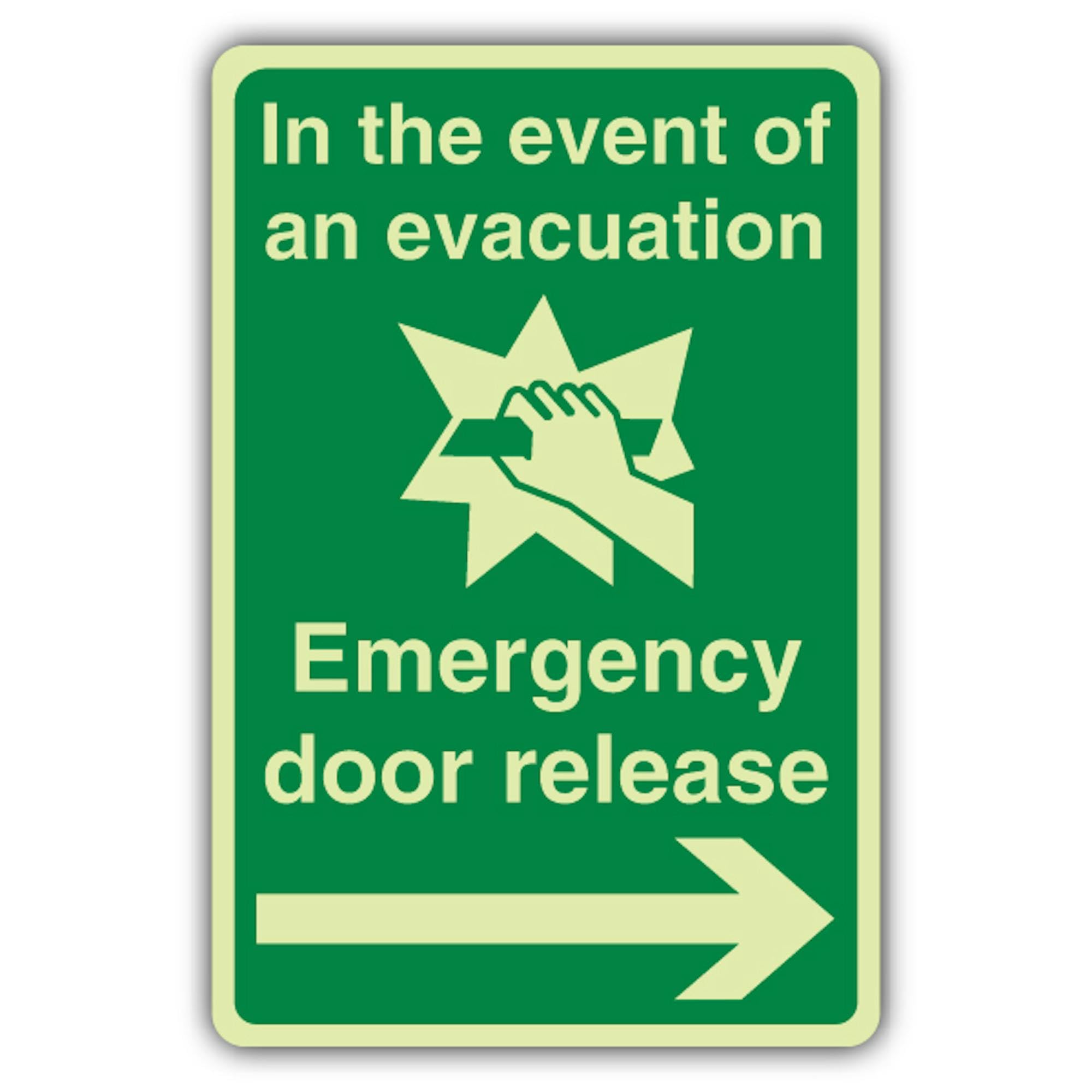 V Safety In Event Of Evacuation Emergency Door Panneau droit 300 x 450 mm