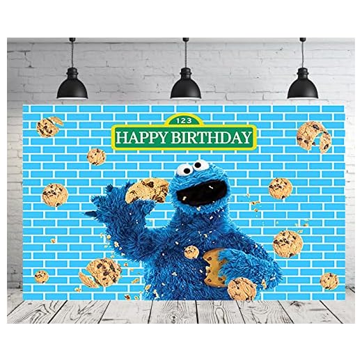 Cookie Monster Backdrop for Birthday Party Supplies 5x3ft Cartoon Banner for Street Party Decorations
