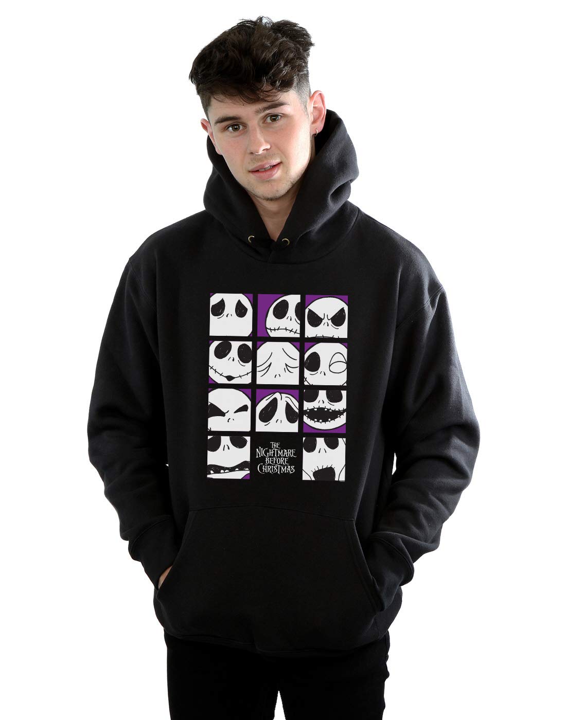 Disney Men's Nightmare Before Christmas Many Faces of Jack Squares Hoodie Black XXXXX-Large