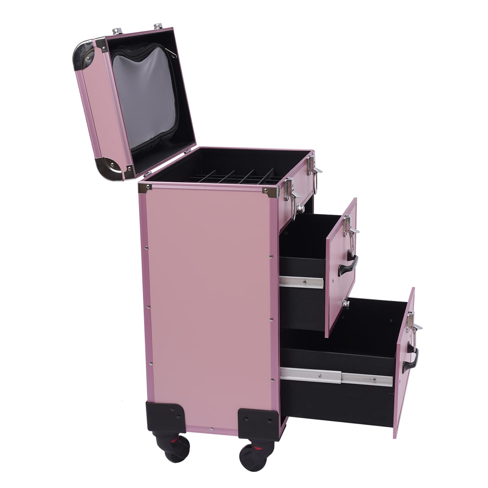Maleta con Ruedas para Maquillaje, Estuche con Ruedas para Maquillaje y cosméticos, Organizador de esmaltes de uñas para Estudio o Viajes, Ideal para técnicos de uñas.