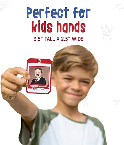 Miniatura 4 de Merka Tarjetas didácticas de Presidentes y Capitales Estatales de Estados Unidos, paquete de 96, multicolor, 3.5 x 2.5 pulgadas, tarjetas didácticas