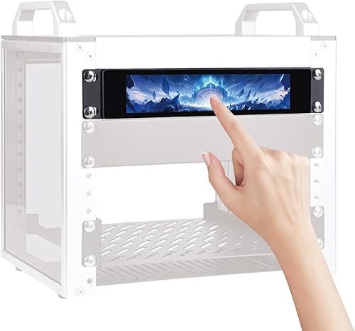 GeeekPi Pantalla táctil LCD de 6.91 pulgadas 1424x280 1U Monitor de montaje en rack para DeskPi RackMate T0/T1/T2/T0 Plus/T1 Plus/TL1 gabinete de
