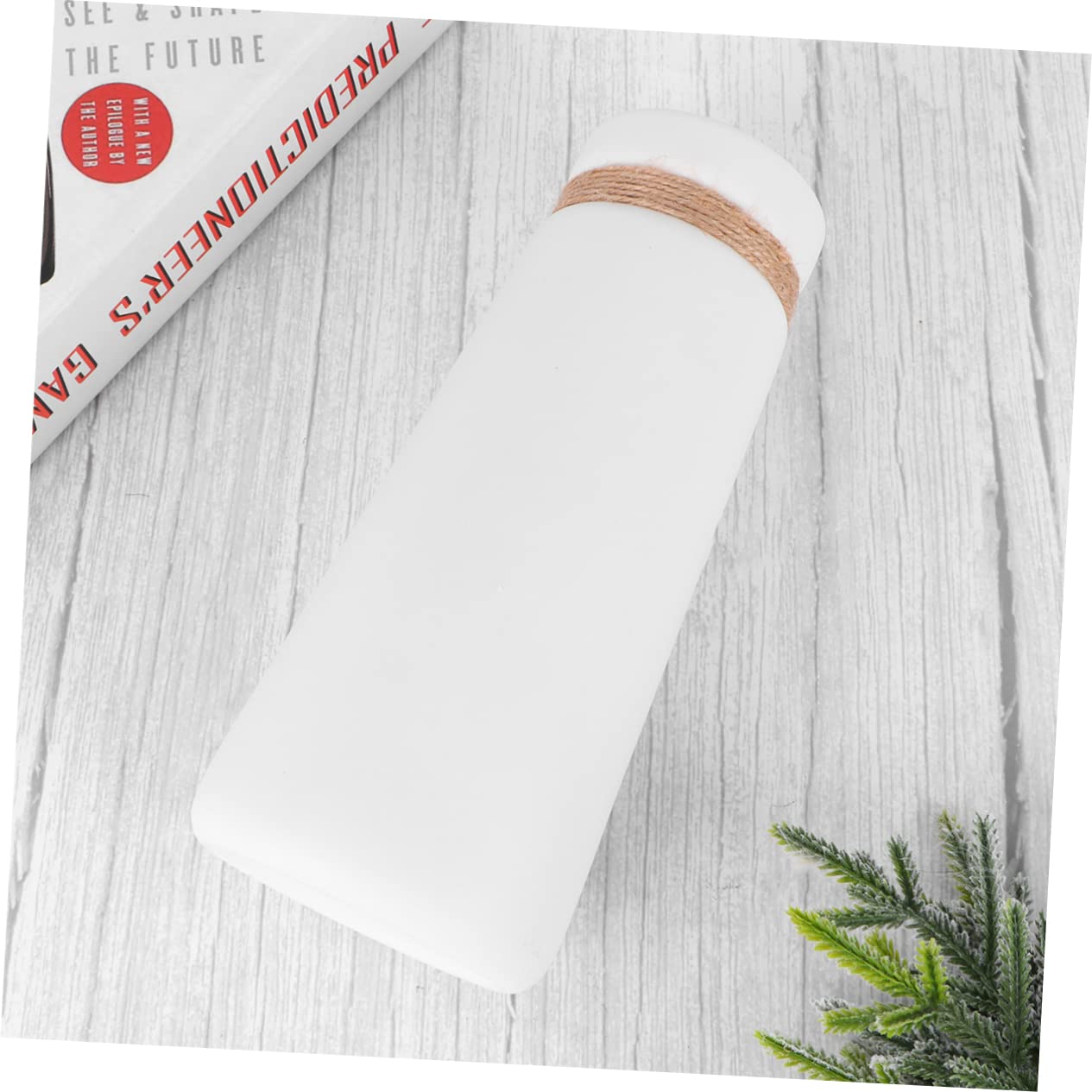 Jarrón de Cerámica Blanco Cuerda para Decoración de Escritorio | Estilo Moderno y Creativo, Pieza de Hogar sin Plantas, Acabado Sencillo
